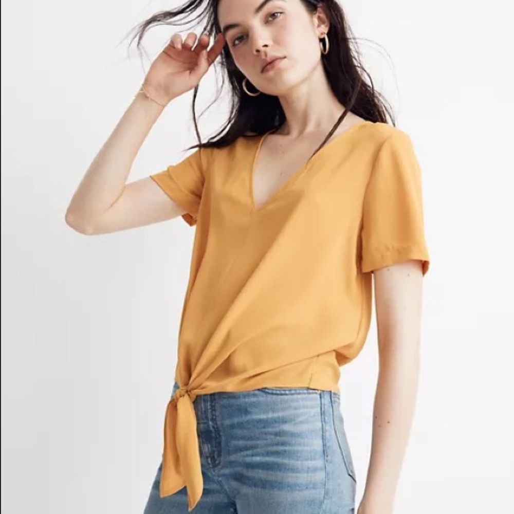 Madewell Novel Tie-Front Top - Yellow - Size Small S
